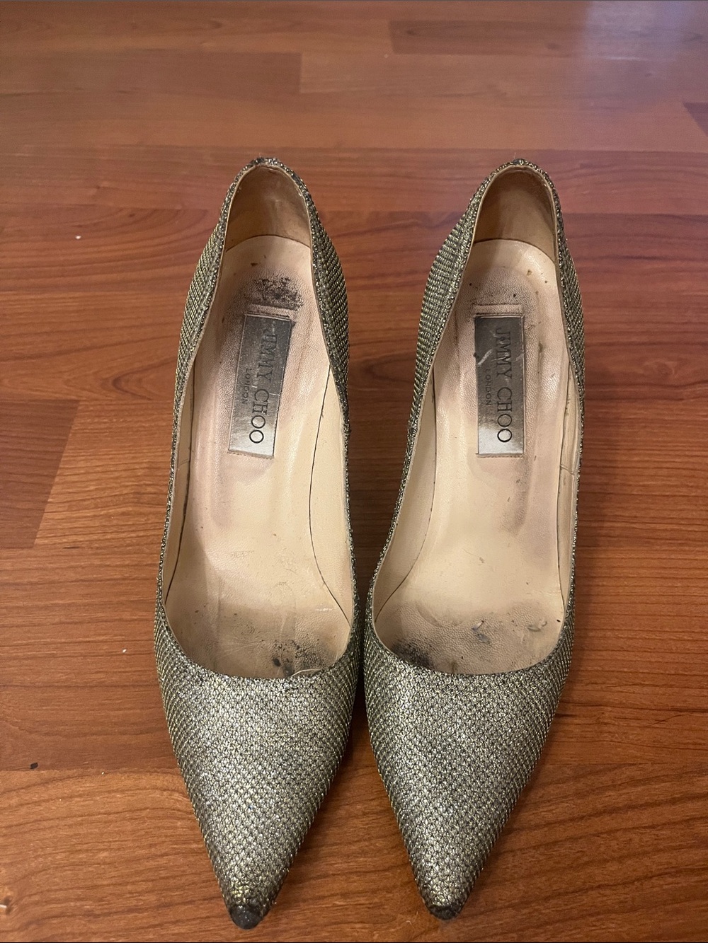 Jimmy Choo Metallic Gold Pointed Toe Pumps
